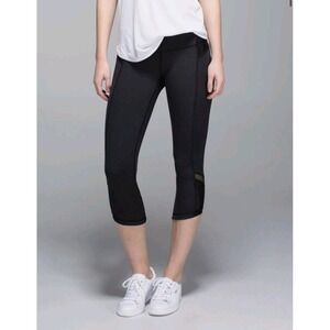 Lululemon Pants Womens 6 Black Capri Crop Mesh Panels Run Yoga Athletic Leggings